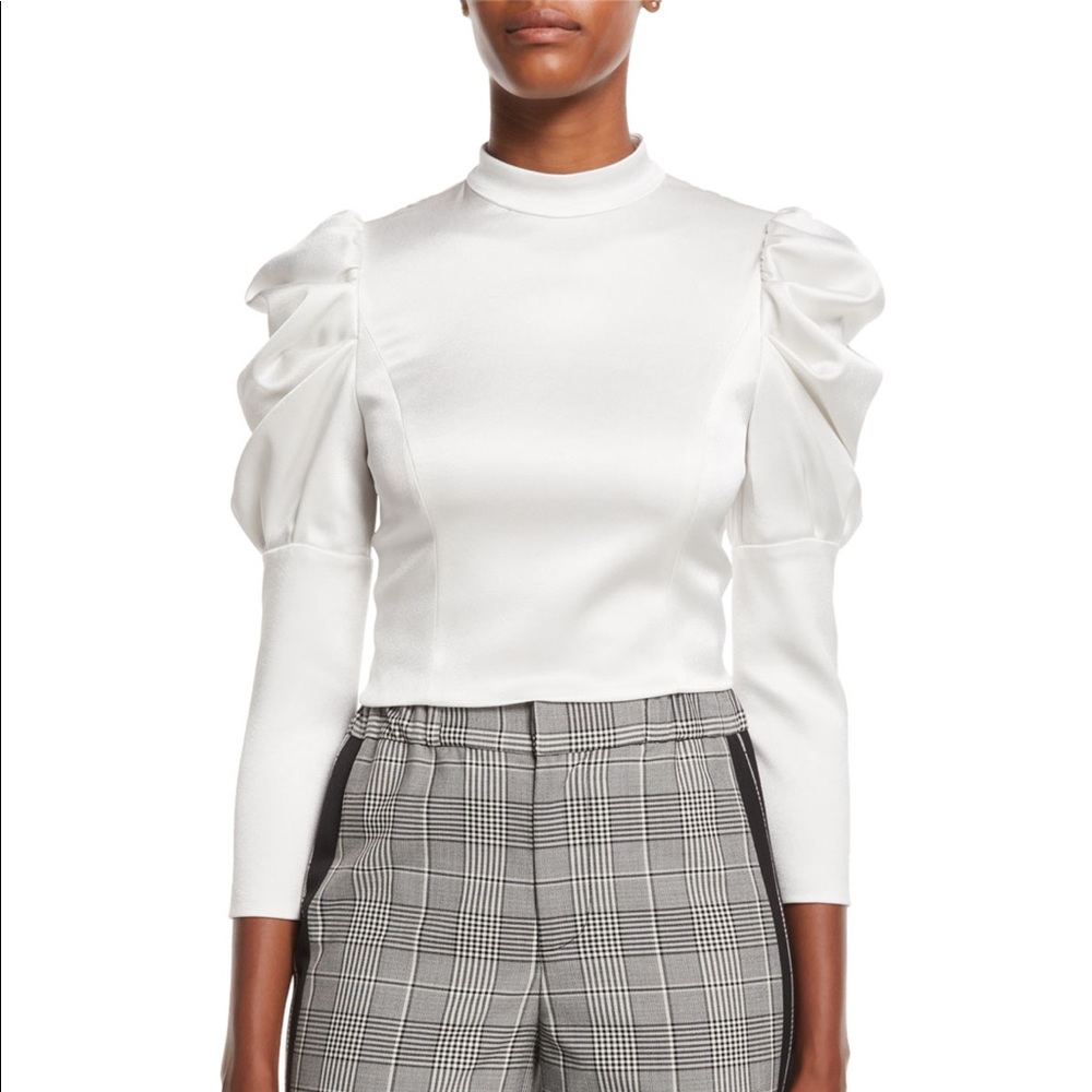 Brenna Fitted Puff-Sleeve Top